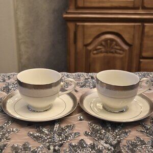 Mikasa Palatial Platinum Crown Tea Cup & Saucer Set L3235/204 Fine China